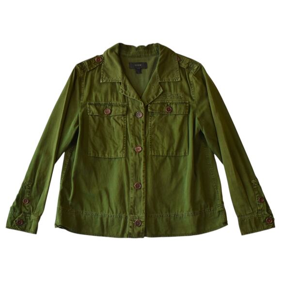 J. Crew Jackets & Blazers - J.Crew Military Style Army Green Cotton Button Up Utility Jacket Size XS/S